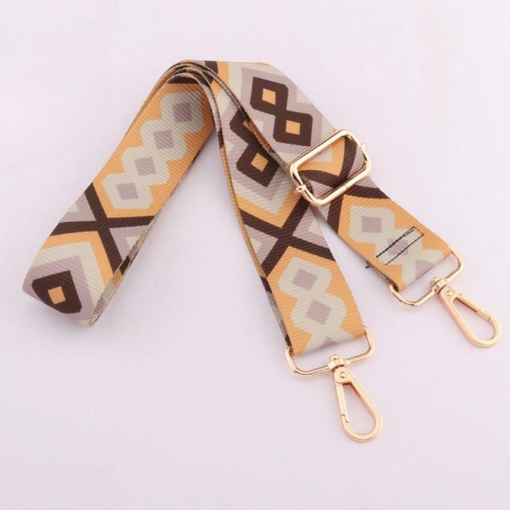 NEW Geometric Pattern Adjustable Shoulder Strap In Coffee